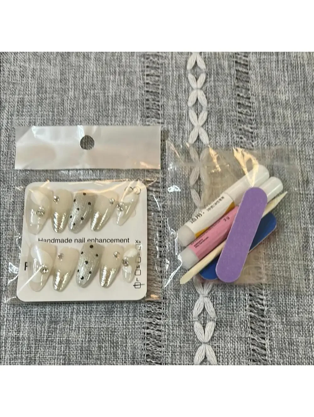 Silver Glitter Nail Enhancement Set